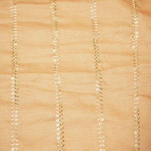 Light Orange Stripes Embroidery Bemberg Silk VC-15412
