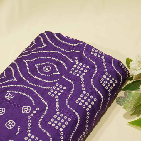 Purple Bandhani Embroidery Mini Silk VC-15417