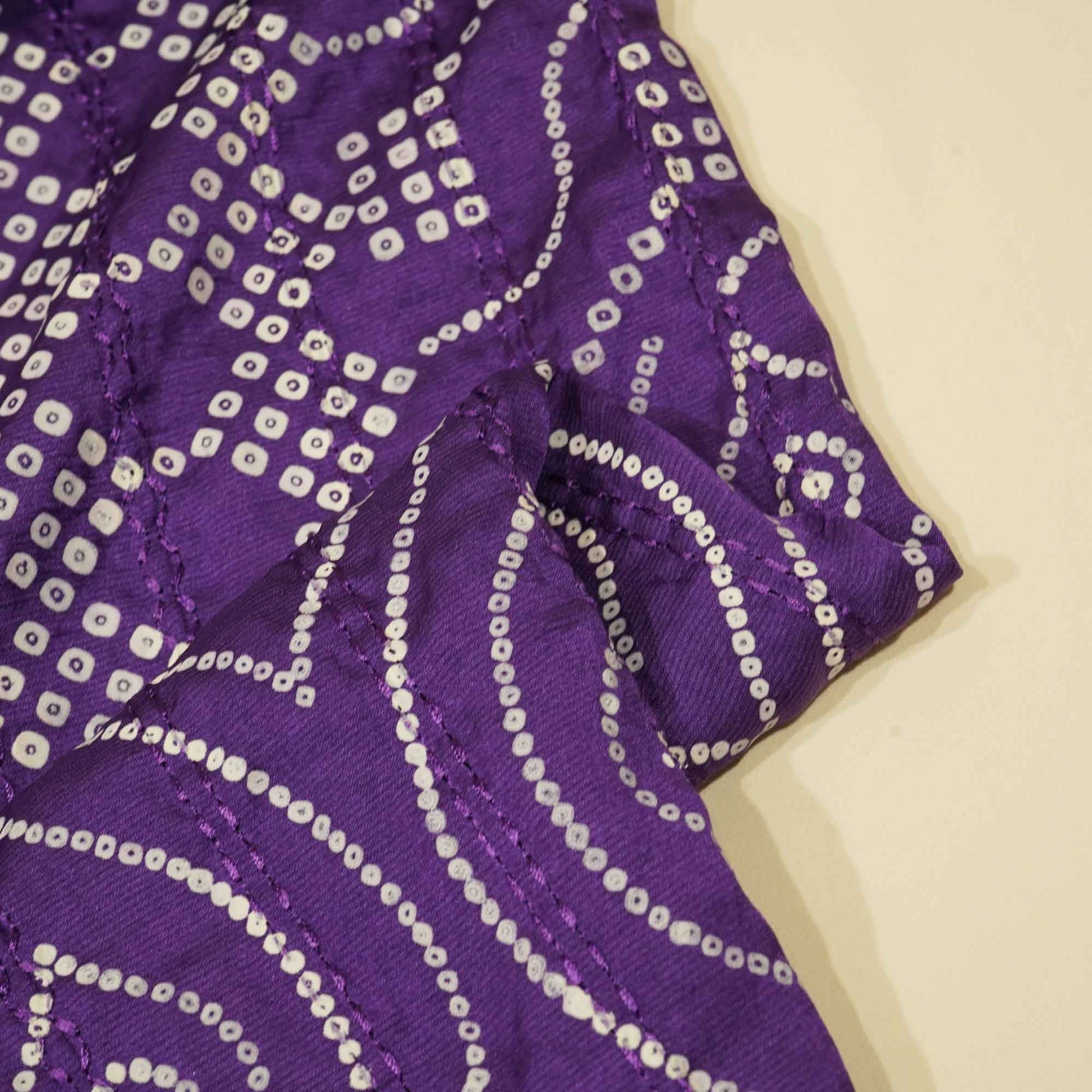 Purple Bandhani Embroidery Mini Silk VC-15417