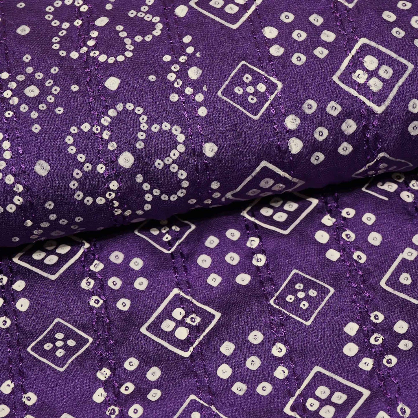 Purple Bandhani Embroidery Mini Silk VC-15417