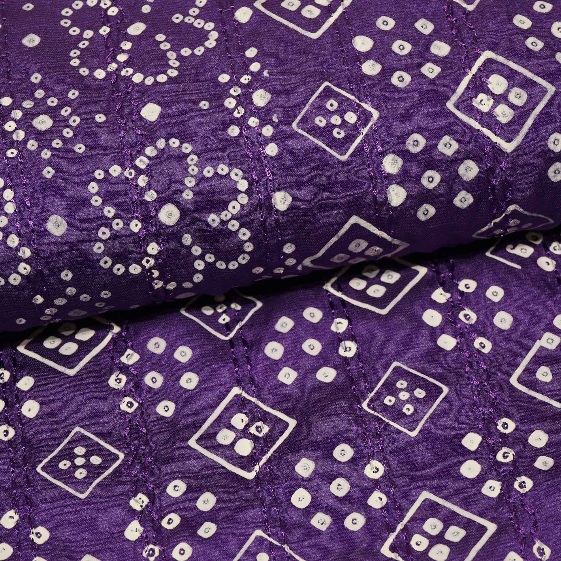 Purple Bandhani Embroidery Mini Silk VC-15417