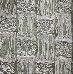 Green Floral Resham Thread Embroidery Net Fabric 15434 - TradeUNO