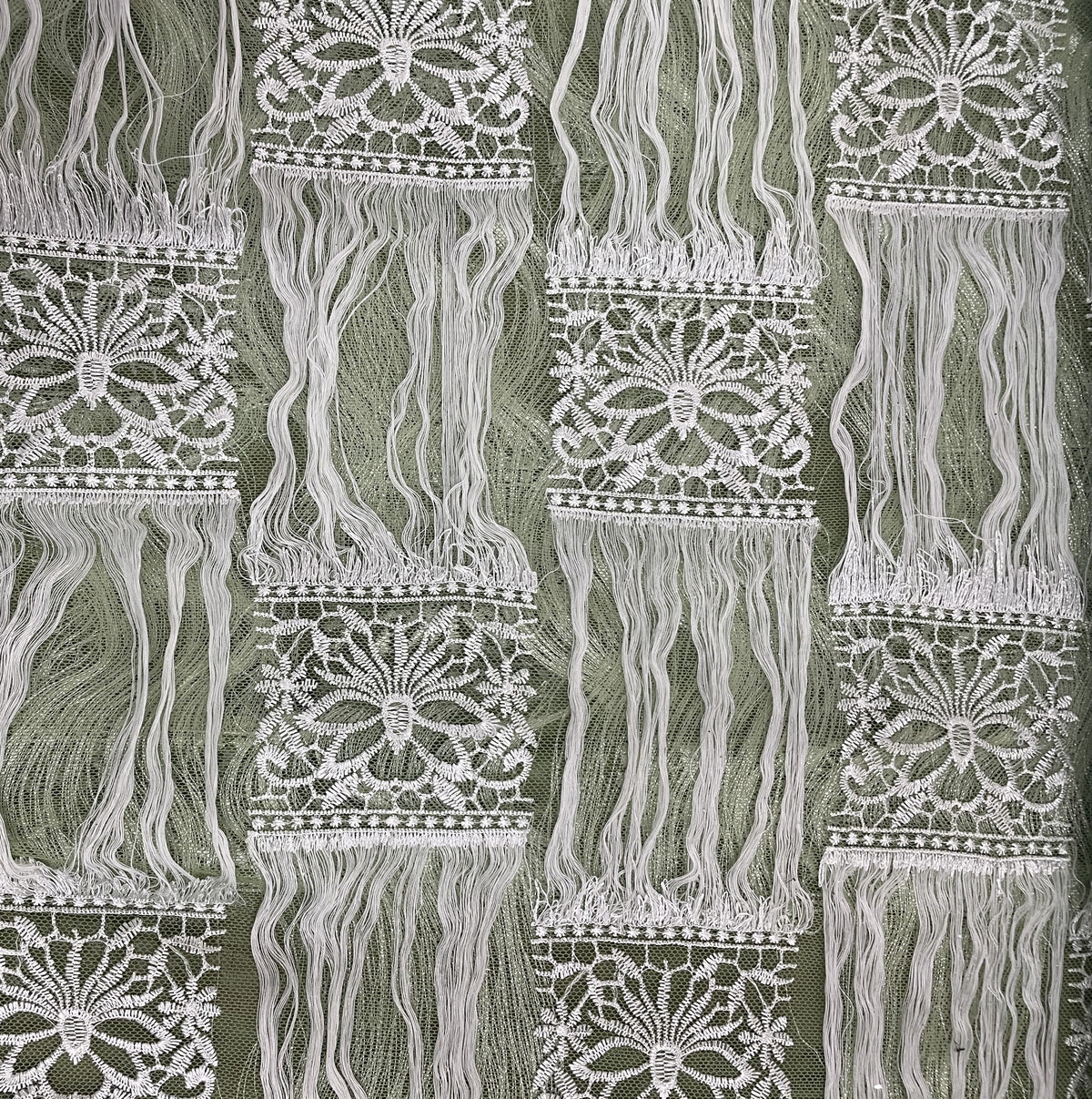 Green Floral Resham Thread Embroidery Net Fabric 15434 - TradeUNO