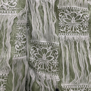 Green Floral Resham Thread Embroidery Net Fabric 15434 - TradeUNO