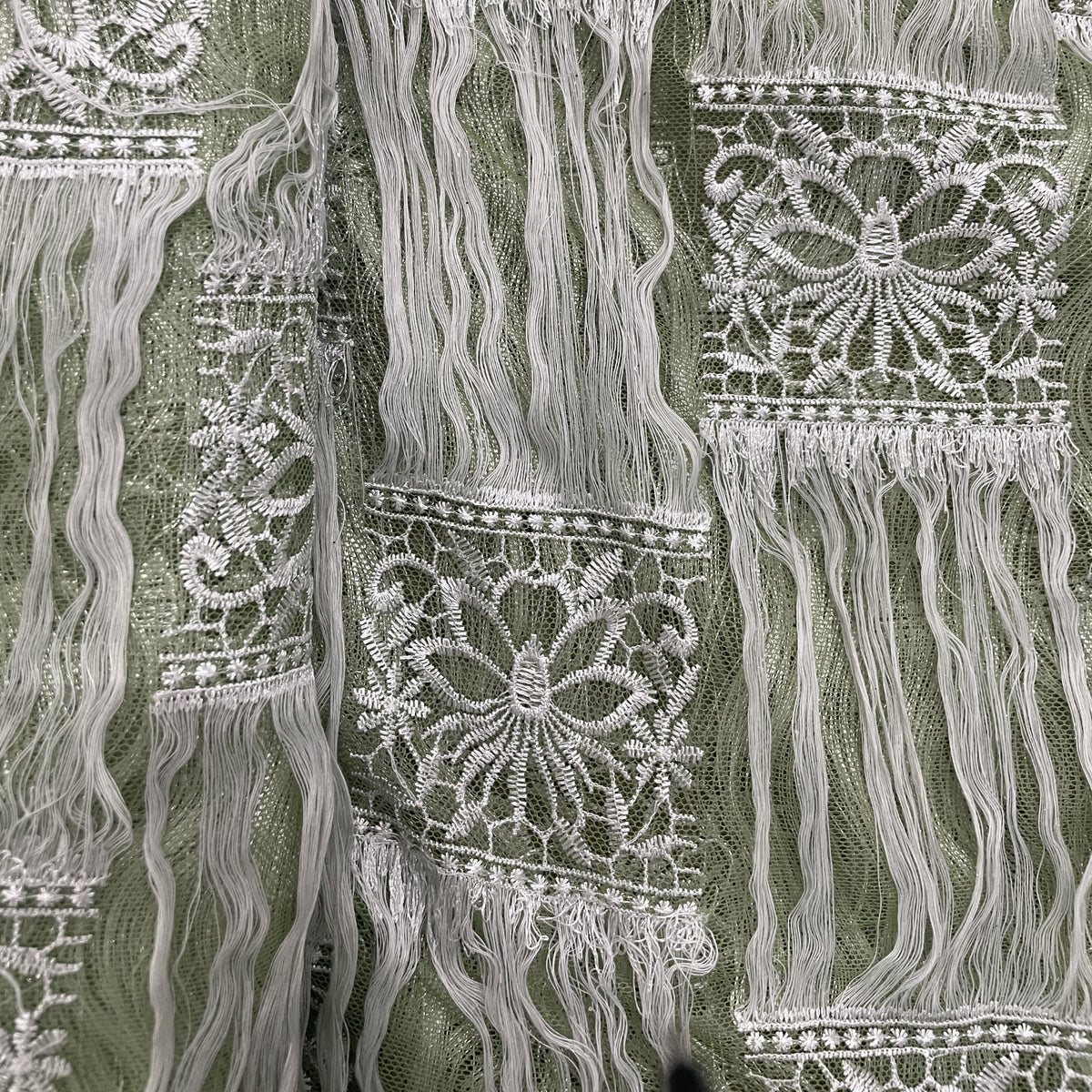 Green Floral Resham Thread Embroidery Net Fabric 15434 - TradeUNO