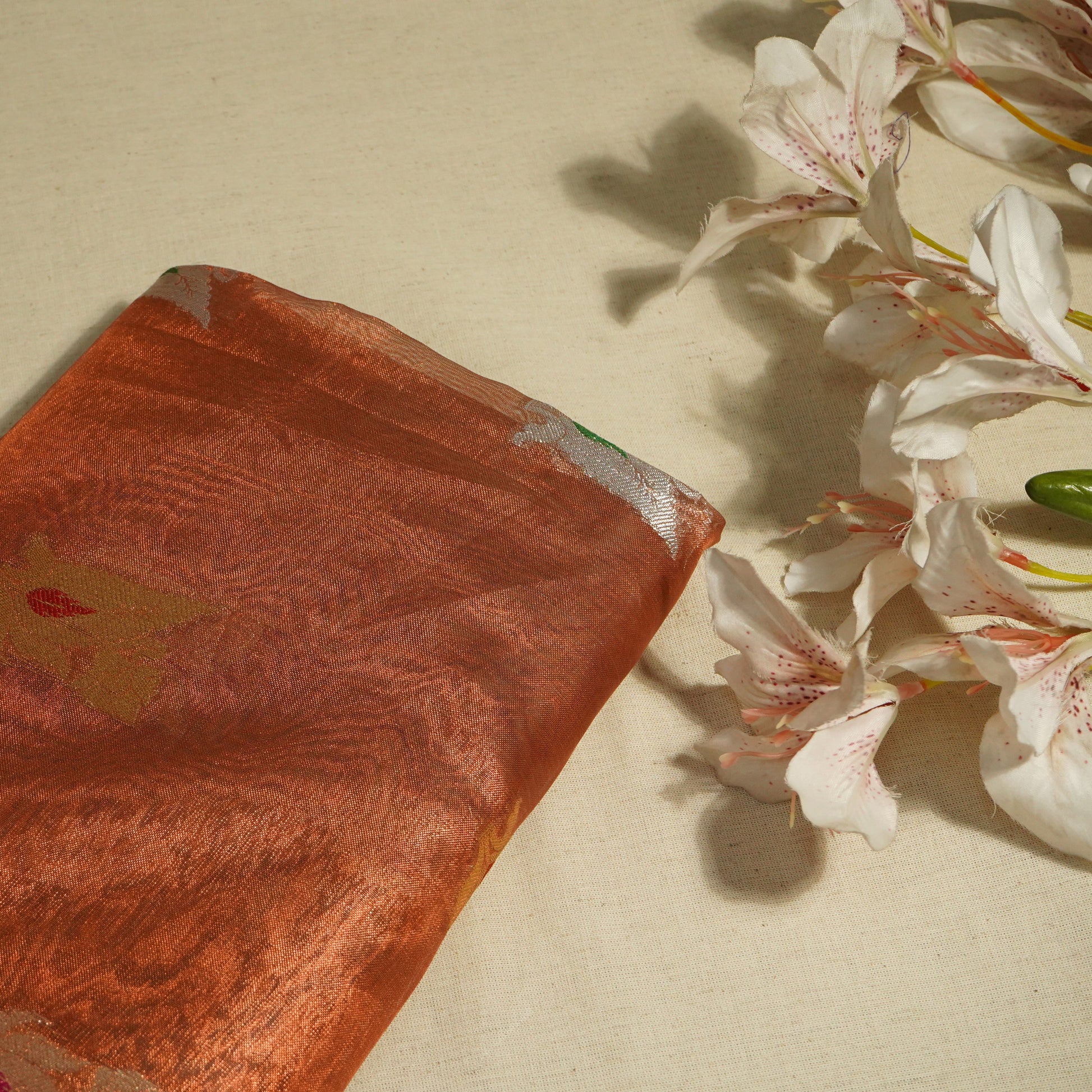 Copper Gold Buti Banarasi Jacquard Tissue KRE-15481