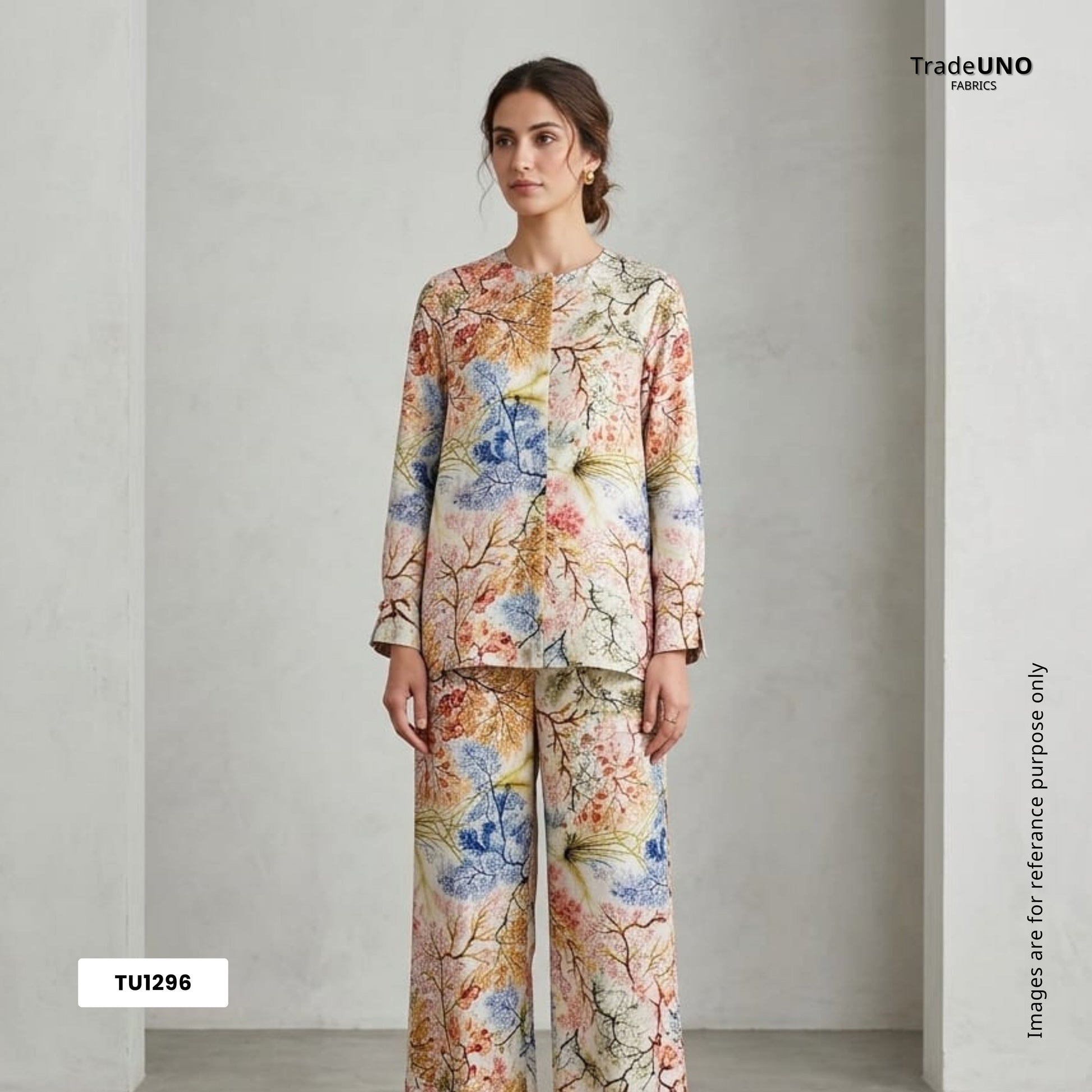 Multi Color Digital Print Twill Silk Fabric TU 1296 - TradeUNO