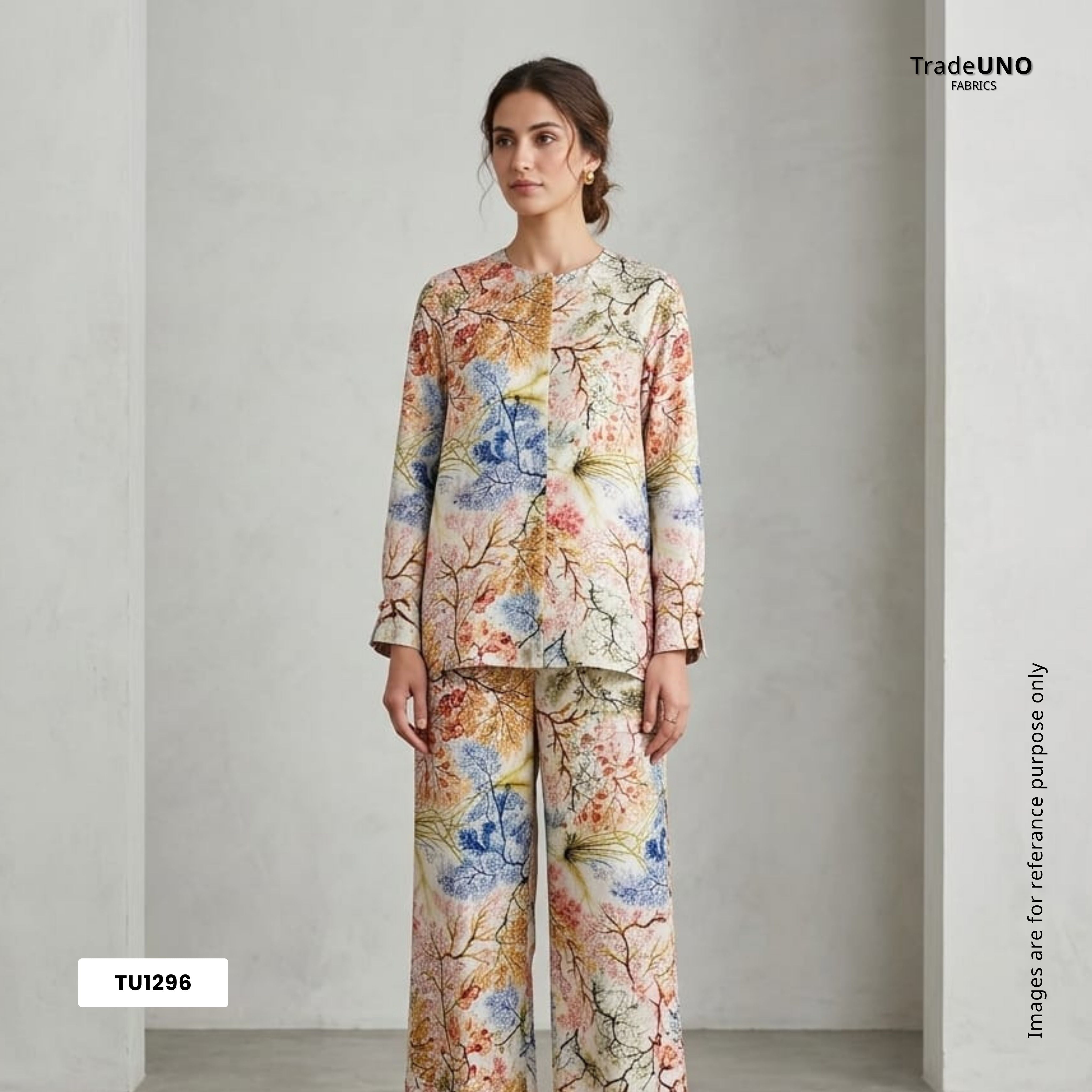 Multi Color Digital Print Twill Silk Fabric TU 1296 - TradeUNO