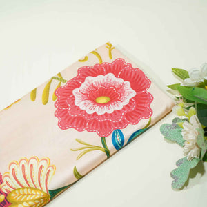 Cream Multicolor Floral Print Linen Satin KC-15504