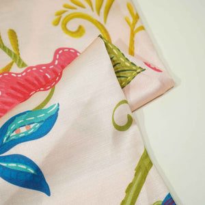 Cream Multicolor Floral Print Linen Satin KC-15504