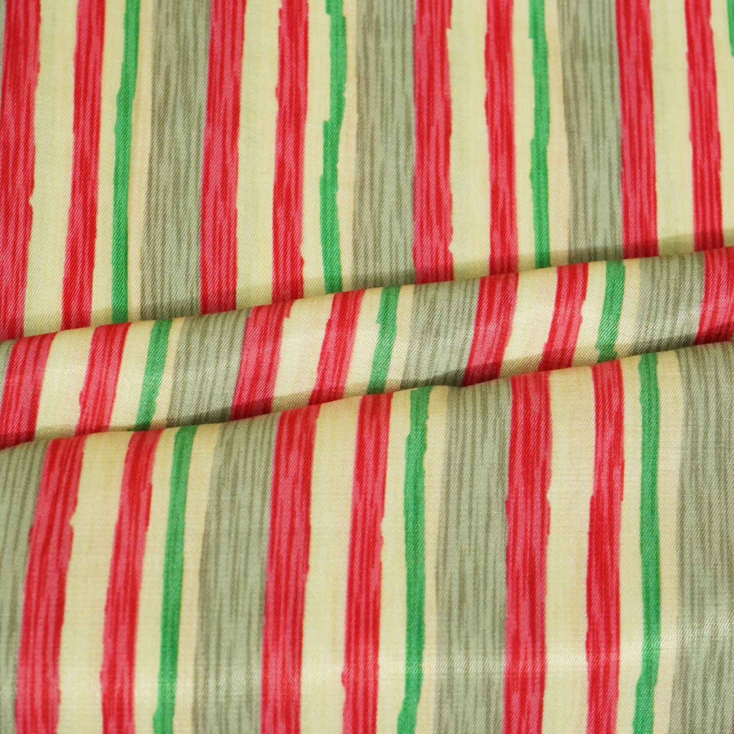 Cream Multicolor Stripes Print Bemberg Gajji Silk GT-15558