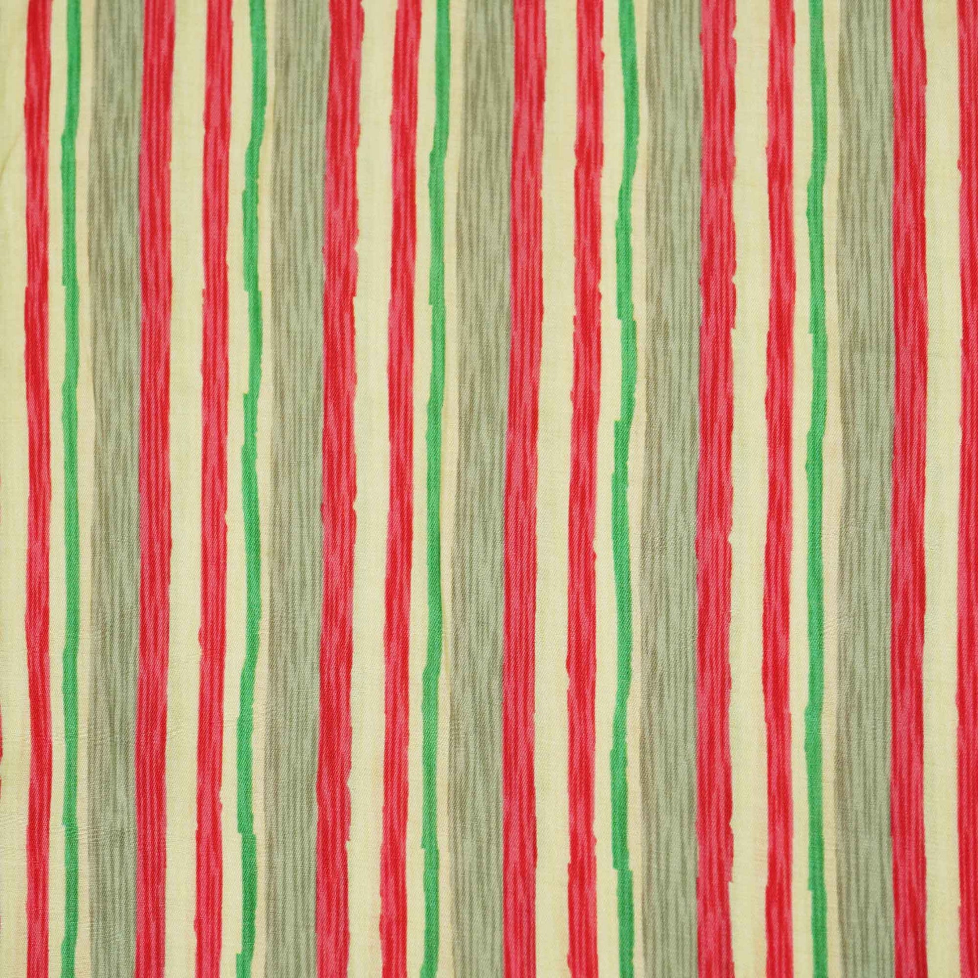 Cream Multicolor Stripes Print Bemberg Gajji Silk GT-15558