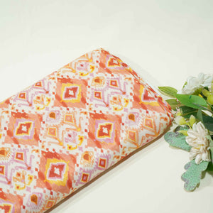 Orange Multicolor Ikkat Print Bemberg Gajji Silk GT-15563