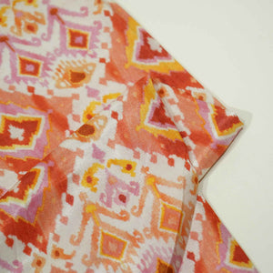 Orange Multicolor Ikkat Print Bemberg Gajji Silk GT-15563