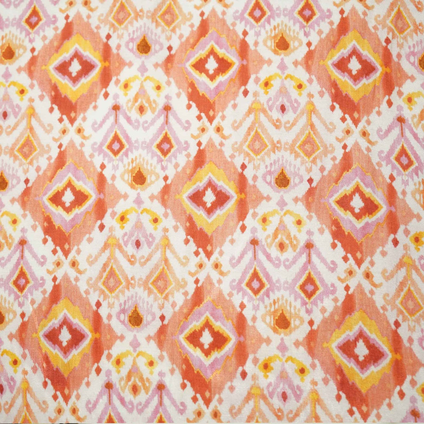 Orange Multicolor Ikkat Print Bemberg Gajji Silk GT-15563