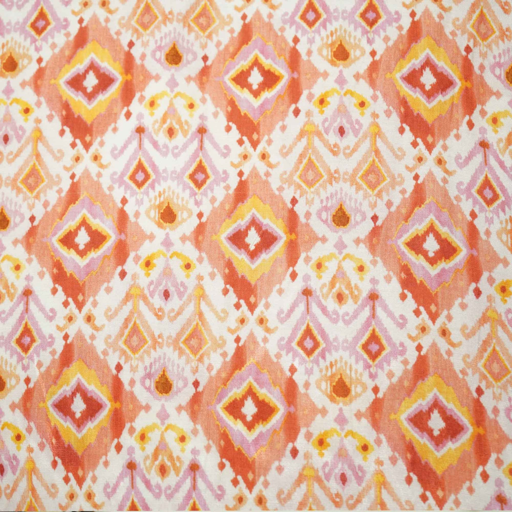 Orange Multicolor Ikkat Print Bemberg Gajji Silk GT-15563