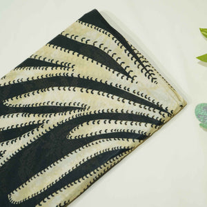Black Stripes Print Bemberg Gajji Silk GT-15566