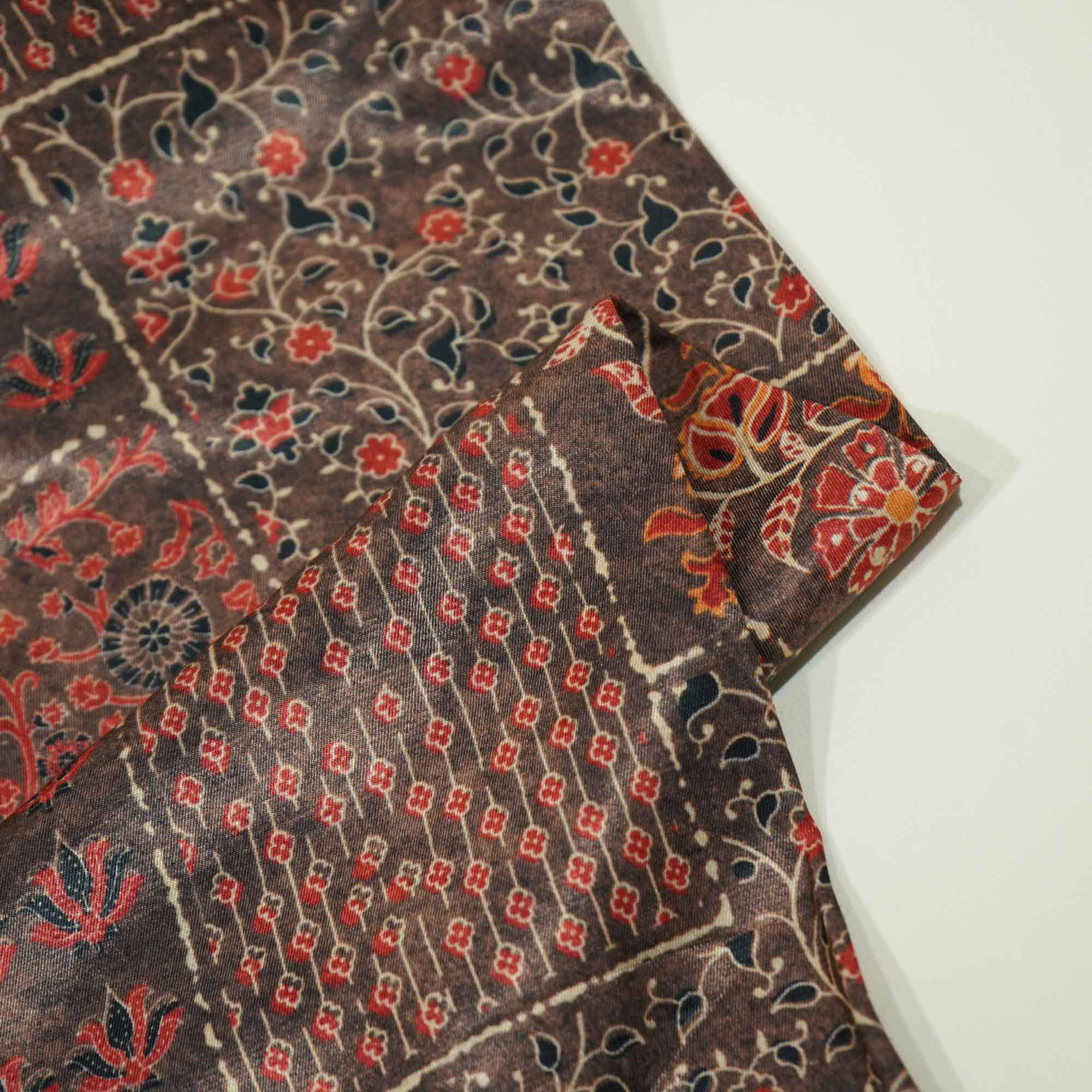 Brown Multicolor Abstract Print Bemberg Gajji Silk GT-15572