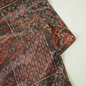 Brown Multicolor Abstract Print Bemberg Gajji Silk GT-15572