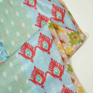 Sky Blue Multicolor Ikkat Print Bemberg Gajji Silk GT-15579