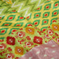 Light Green Blue Multicolor Ikkat Print Bemberg Gajji Silk GT-15580