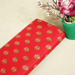 Red Floral Print Bemberg Gajji Silk GT-15583