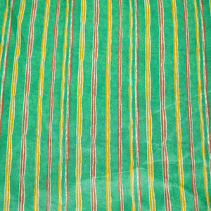 Green Yellow Stripes Floral Print Bemberg Gajji Silk GT-15586