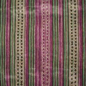 Purple Green Stripes Floral Print Bemberg Gajji Silk GT-15587