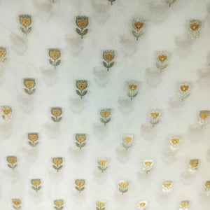 White Yellow Buti Dyeable Katan Silk KRE-15608