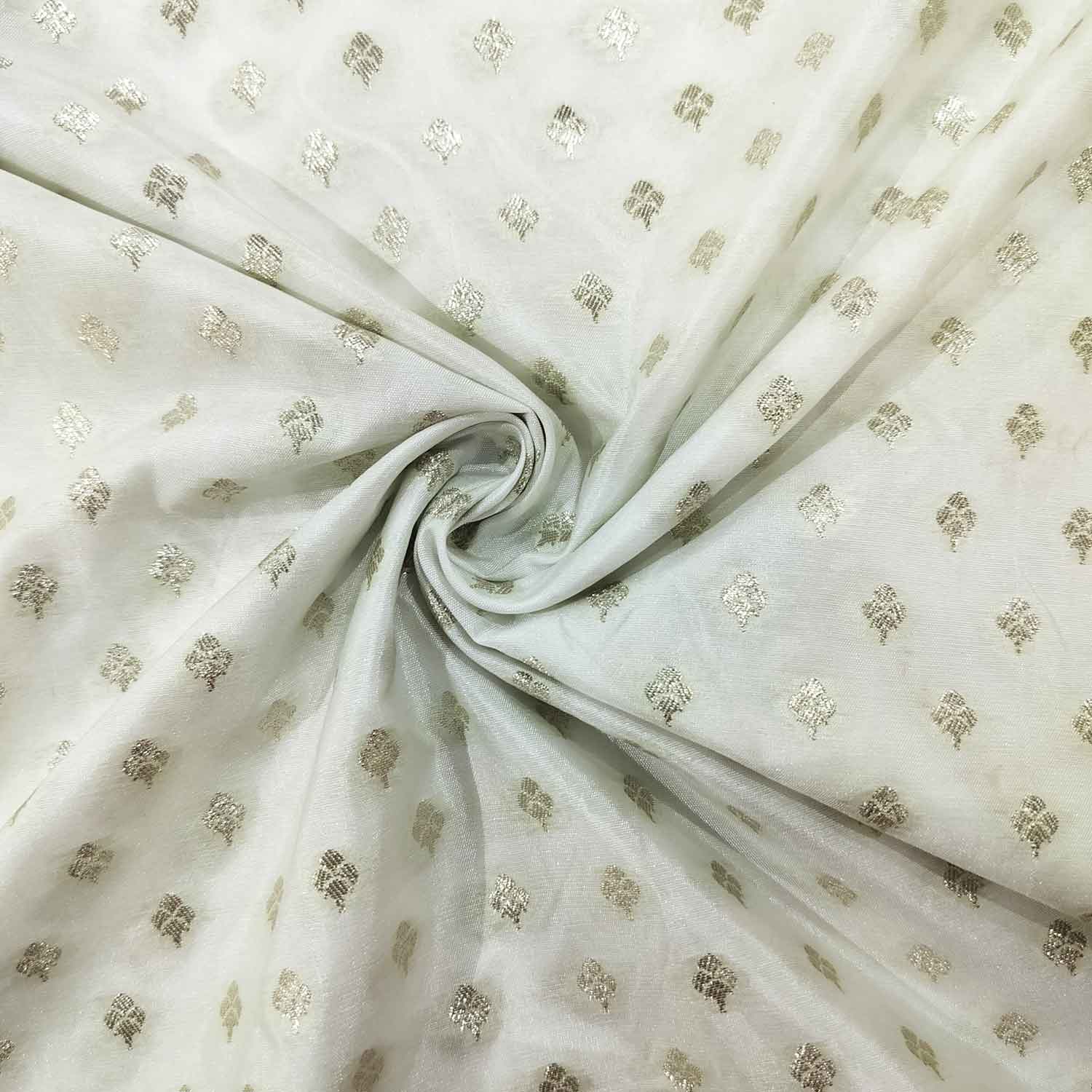White Gold Buti Dyeable Katan Silk KRE-15609