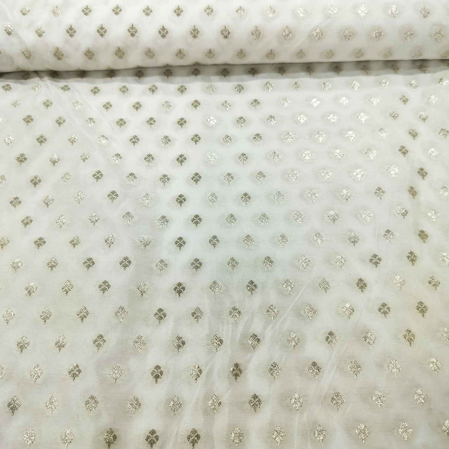 White Gold Buti Dyeable Katan Silk KRE-15609