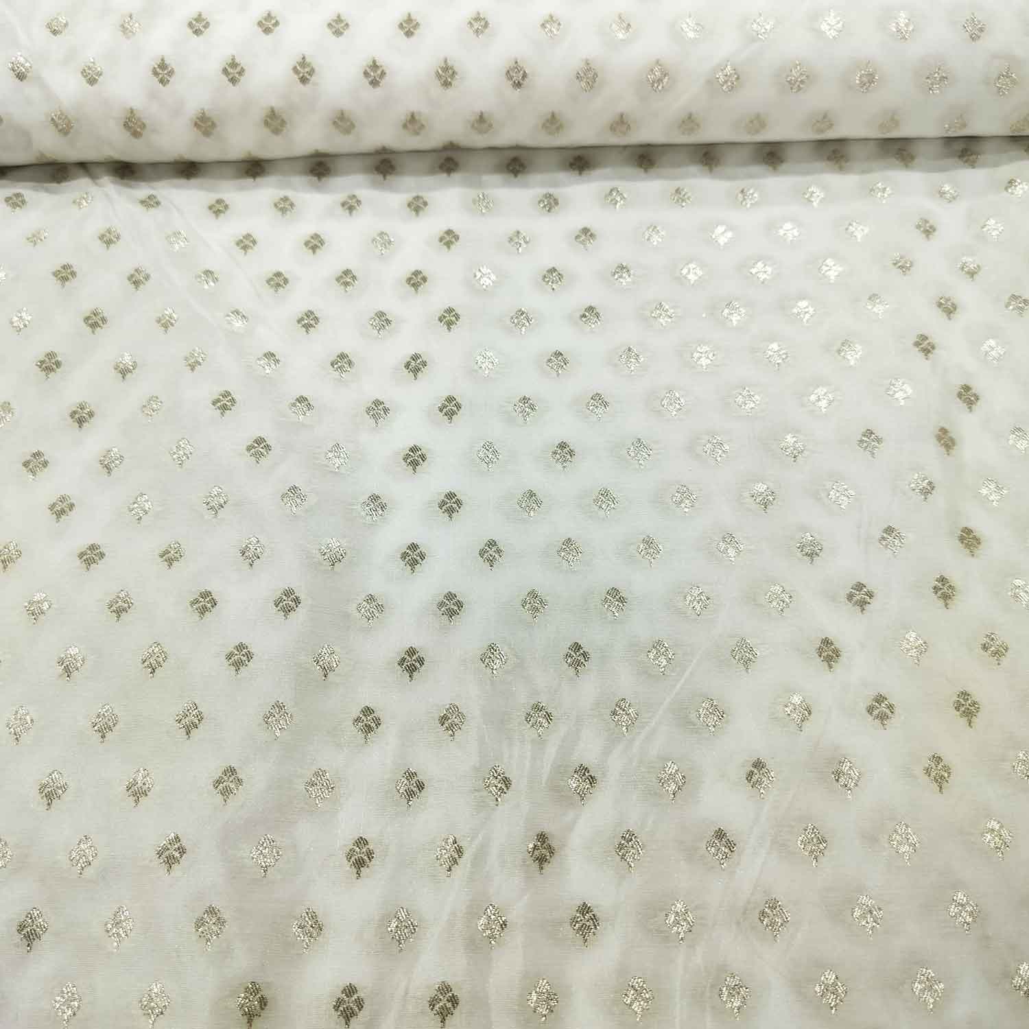White Gold Buti Dyeable Katan Silk KRE-15609