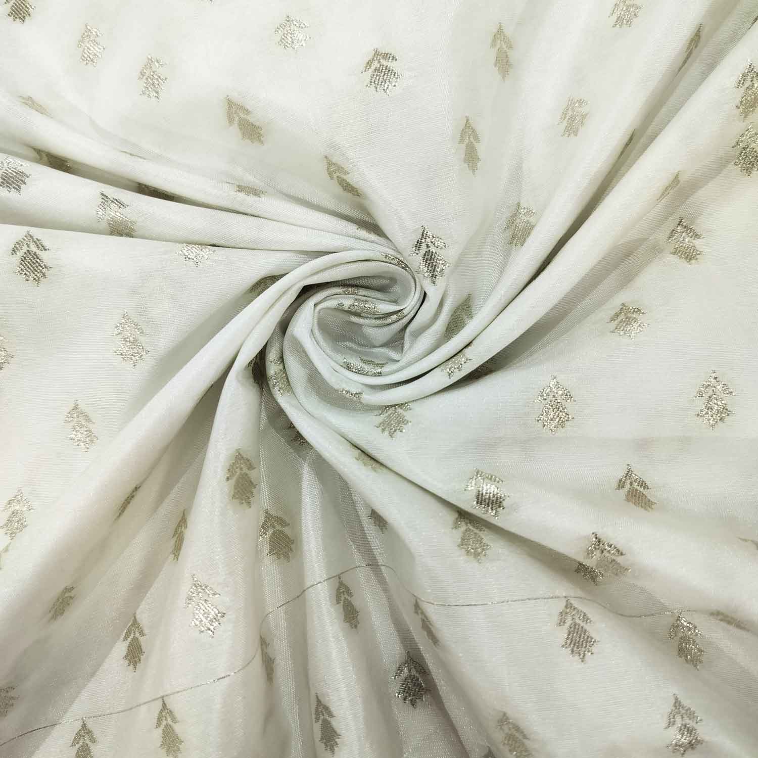 White Gold Floral Buti Dyeable Katan Silk KRE-15612