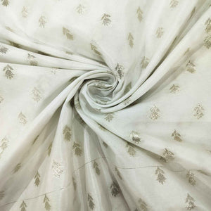 White Gold Floral Buti Dyeable Katan Silk KRE-15612