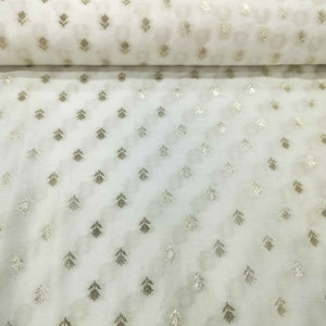 White Gold Floral Buti Dyeable Katan Silk KRE-15612