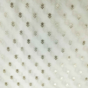 White Gold Floral Buti Dyeable Katan Silk KRE-15612