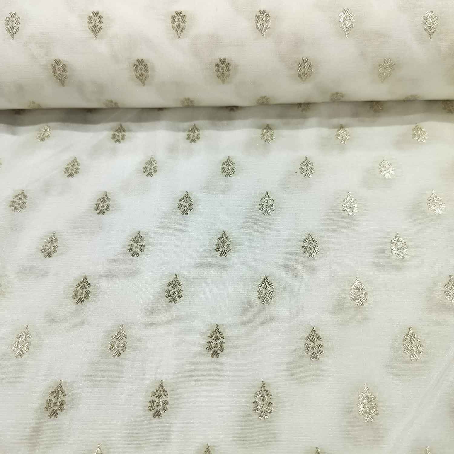 White Buti Dyeable Katan Silk KRE-15613