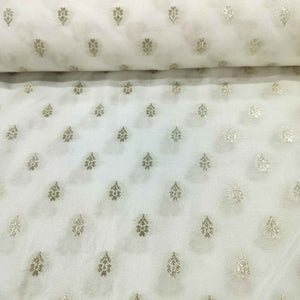 White Buti Dyeable Katan Silk KRE-15613