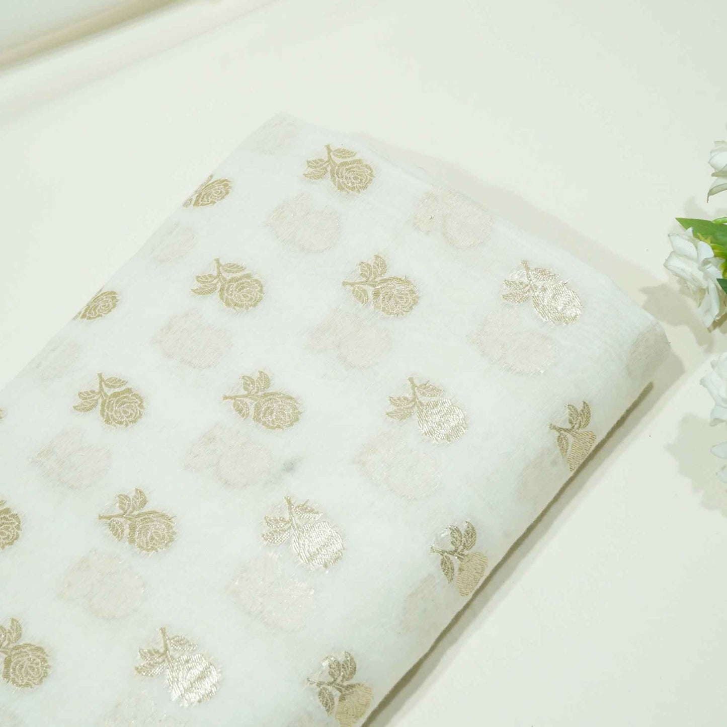 Off White Floral Buti Dyeable Chanderi KRE-15622  