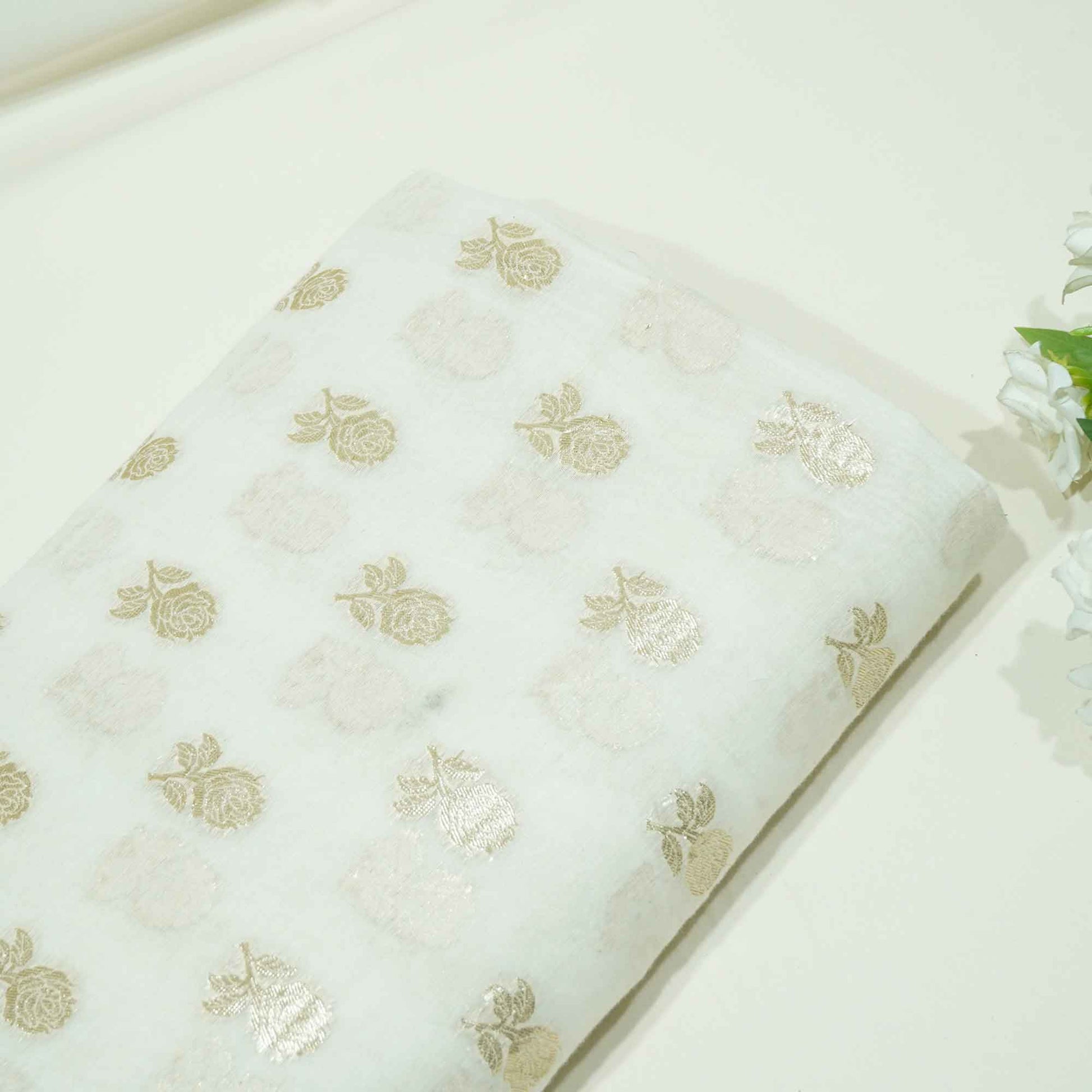 Off White Floral Buti Dyeable Chanderi KRE-15622  