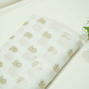 Off White Floral Buti Dyeable Chanderi KRE-15622  