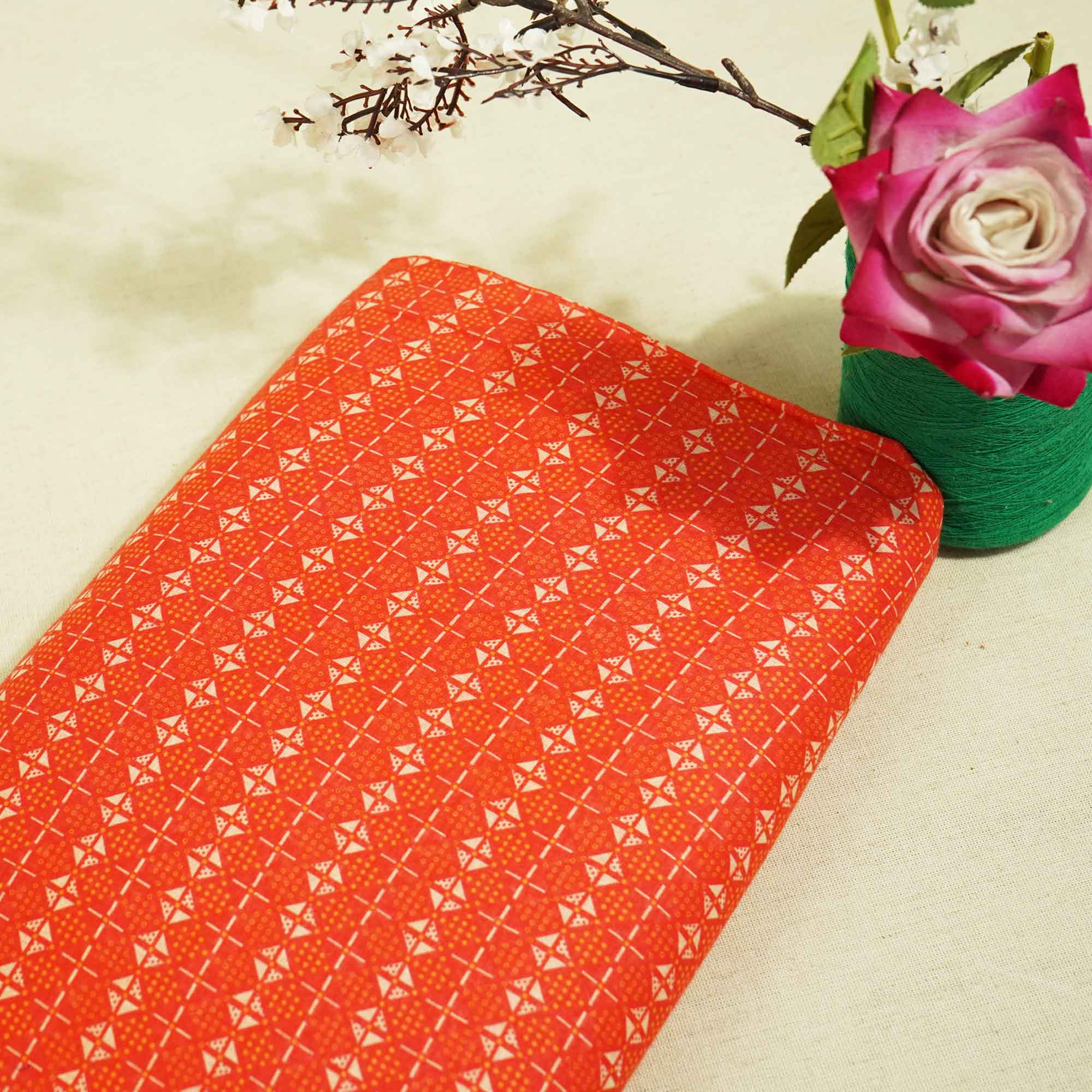 Pink Geometrical Print Cotton Mulmul GT-15652