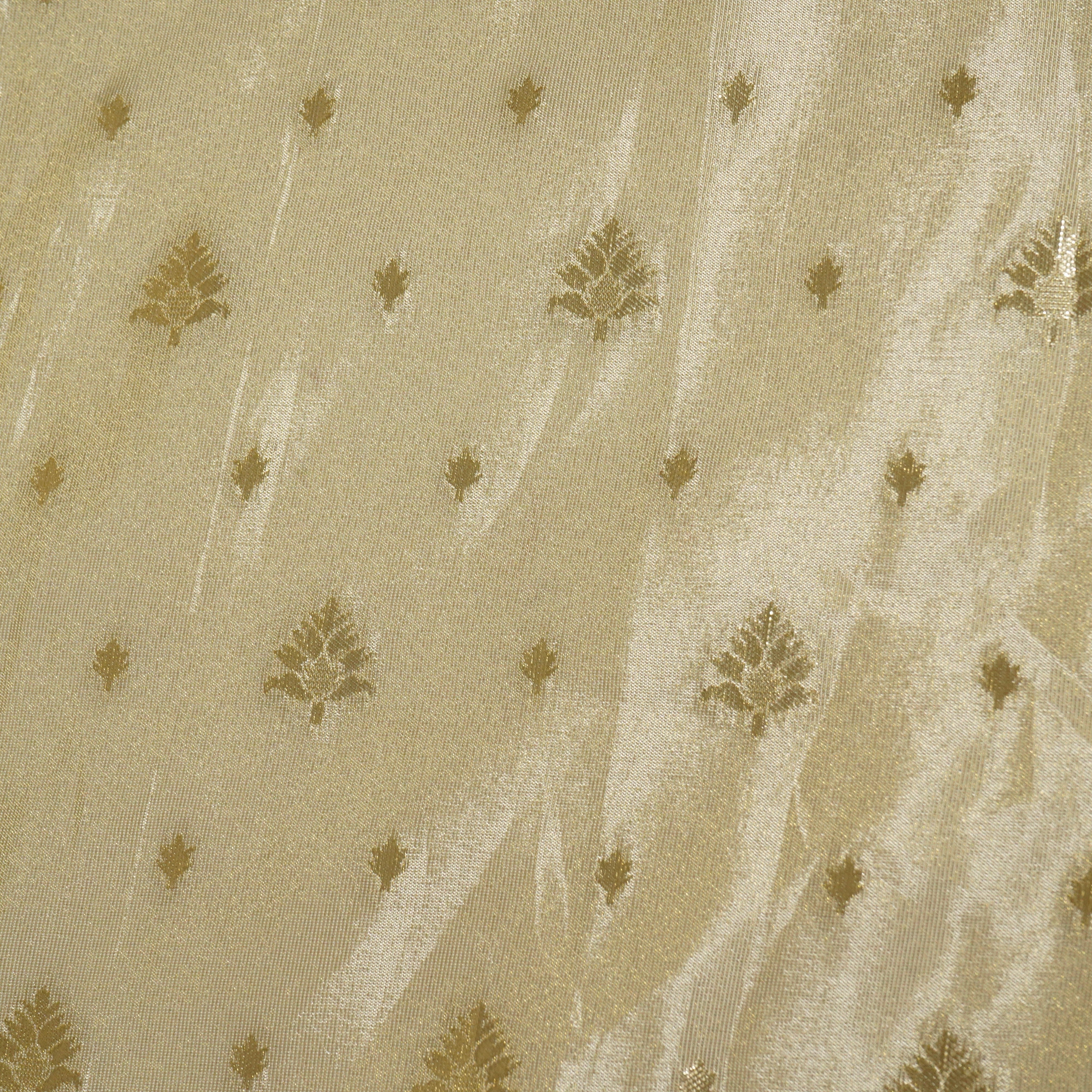 Gold Zari Embroidery Sequins Border Work Viscose Tissue DF-15709