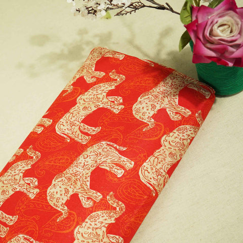 Red Pichwai Border Print Muslin SSF-15721