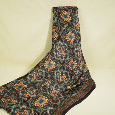 Blue Multicolor Traditional Border Print Muslin SSF-15726
