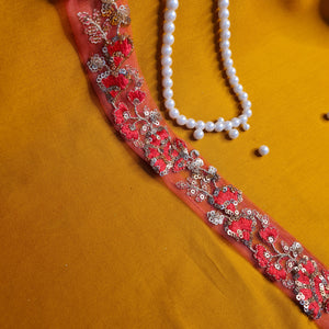 Premium Pink Sequins Embroidery Lace