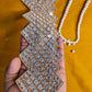 Premium Dark Gold Zigzag Zari Sequins Embroidery Lace
