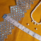 Premium Dark Gold Zigzag Zari Sequins Embroidery Lace
