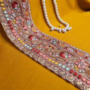 Premium Cream Multicolor Embroidery Lace