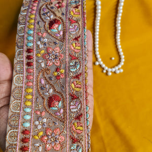 Premium Cream Multicolor Embroidery Lace